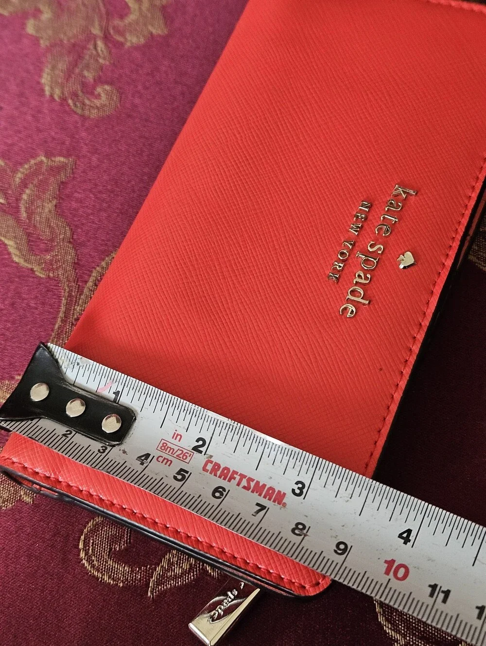 Kate Spade New York coral orange Saffiano leather continental wallet